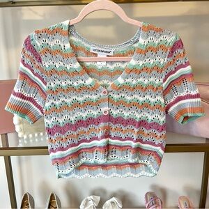 Cotton Emporium Button-Up Knit Crop Top Size S